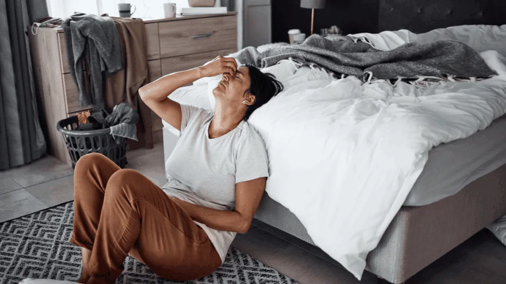 Man dealing with stress management challenges at home