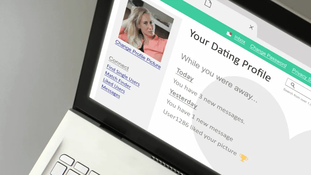 Online dating profile showcasing new messages and notifications.
