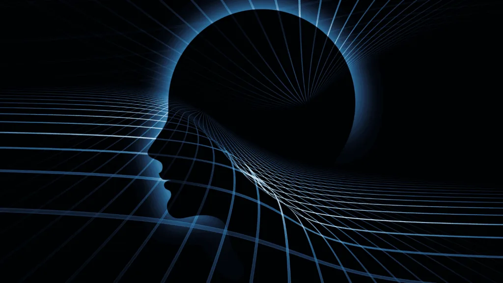 Silhouette with neural pathways illustrating the neuroscience of perspective