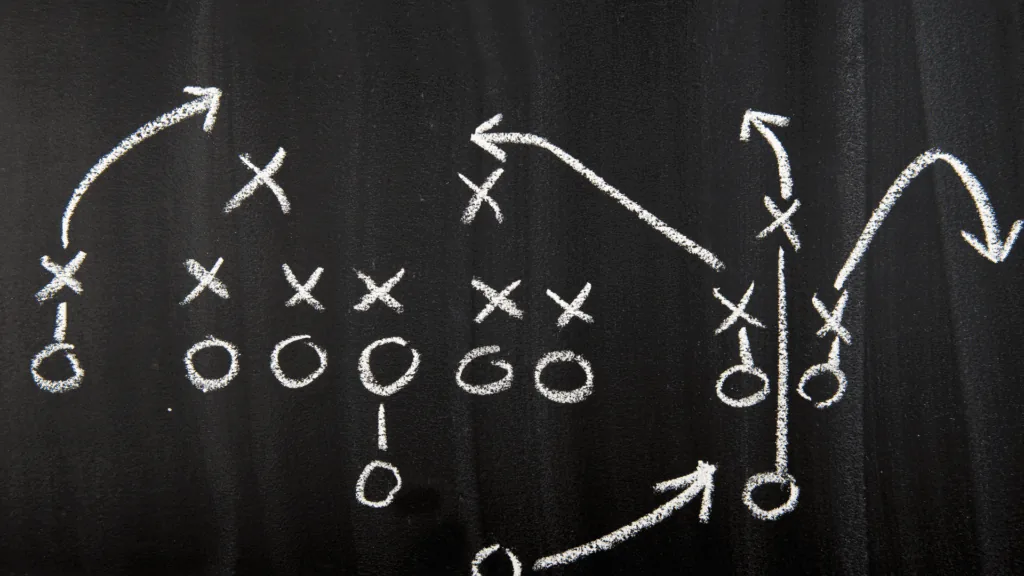 Chalkboard with a strategy diagram, representing the planning behind a structured digital detox.