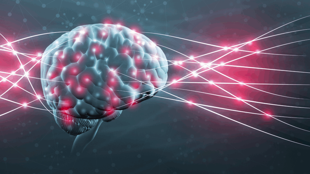 Digital illustration of brain neural pathways involved in the neuroscience of sex addiction