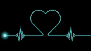 Heartbeat line forming a heart shape, symbolizing emotional healing and recovering from a breakup.