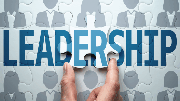 “Hands placing a final puzzle piece labeled leadership, symbolizing the integration of neuroscience into adaptive leadership practices.”