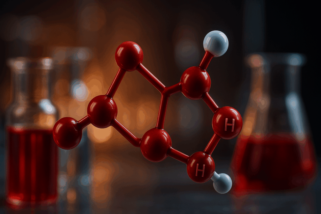 Dopamine molecule structure in laboratory setting illustrating neurochemistry of monogamous brain and unfaithful brain neuroscience bonding.