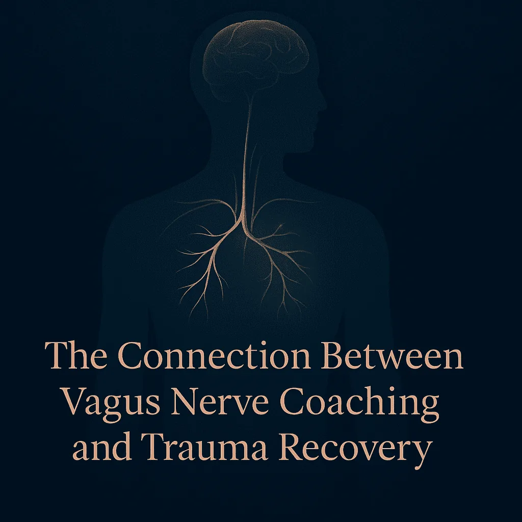 Diagram showing the vagus nerve connection between the brain and body, illustrating how vagus nerve coaching addresses trauma recovery and nervous system healing.