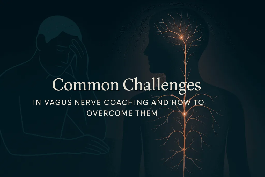 A person experiencing stress with the vagus nerve highlighted, illustrating common challenges in vagus nerve coaching and practical solutions for nervous system regulation.