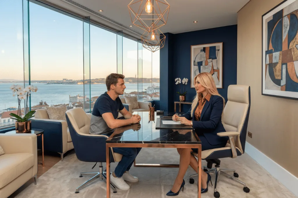 Discovering the Neuroscience of a Flow State with Dr. Sydney Ceruto, CEO of MindLAB Neuroscience, and a male client in her Miami office.