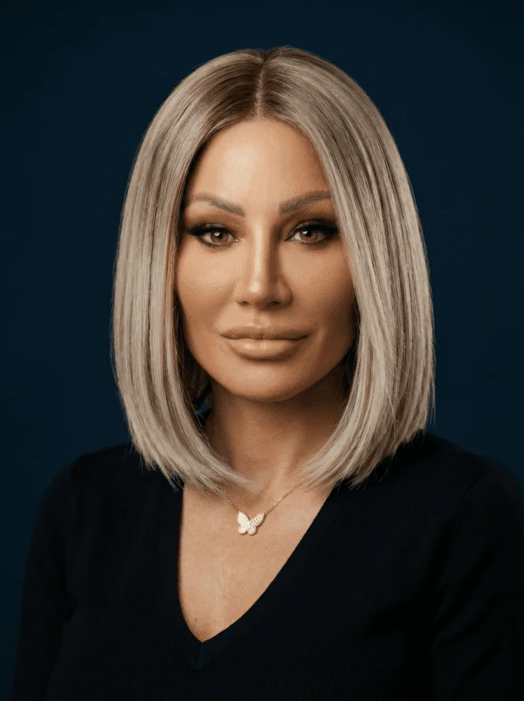 Dr. Sydney Ceruto neuroscientist portrait headshot with bob haircut