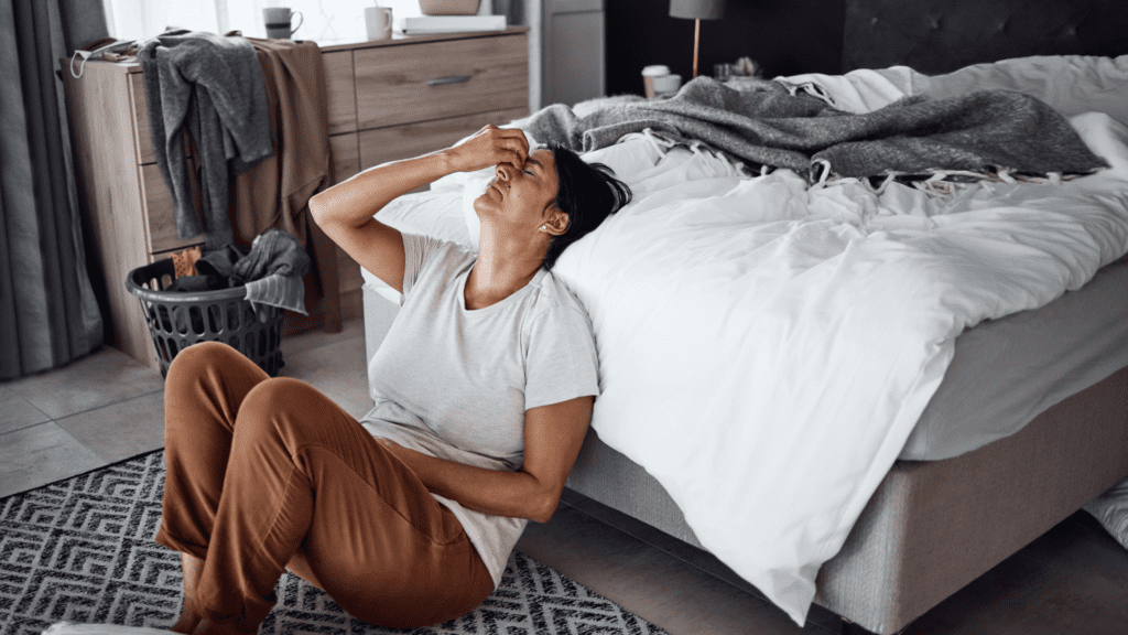 Man dealing with stress management challenges at home