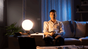 Man's Portrait Reflecting Feeling Empty and Depression Man with an empty and depressed expression, symbolizing the feeling of emptiness.