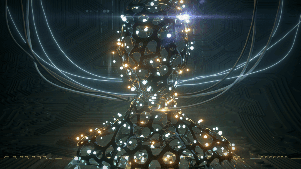 Futuristic neural network representing reassurance-seeking in the brain





