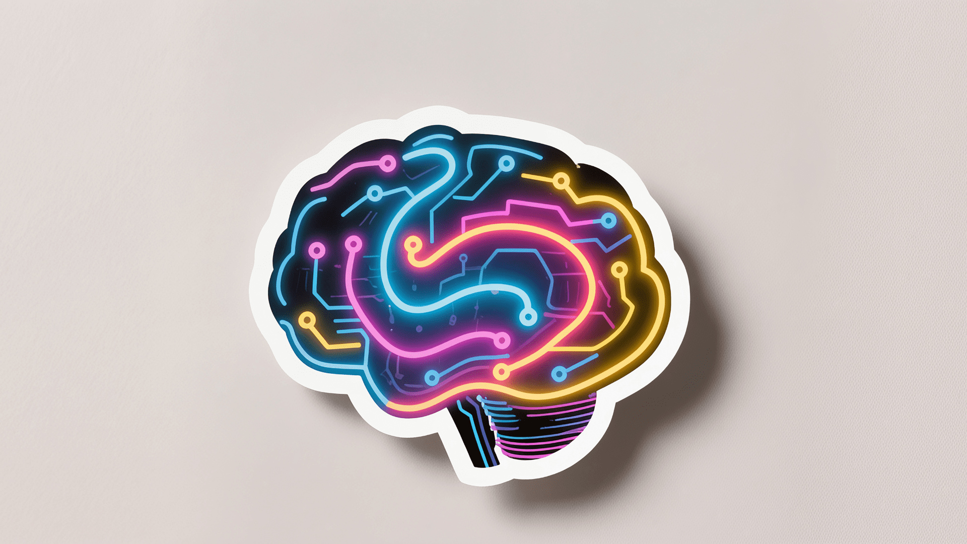 Colorful neon brain illustration symbolizing creativity and the power of creative expression for anxiety relief.