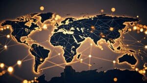 “Glowing digital world map symbolizing global connection and the reach of Dopamine Coaching Neuroscience across cultures and minds.”