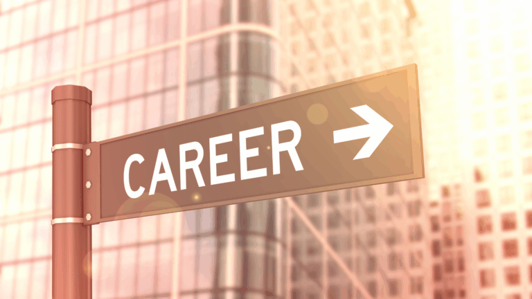 Street sign with the word “Career” and an arrow pointing forward, symbolizing progress when feeling stuck in professional life.