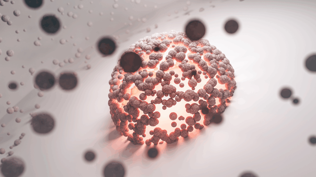 Dopamine neurotransmitter particles visualizing how dopamine genetics and personalized neuroscience affect brain chemistry.

