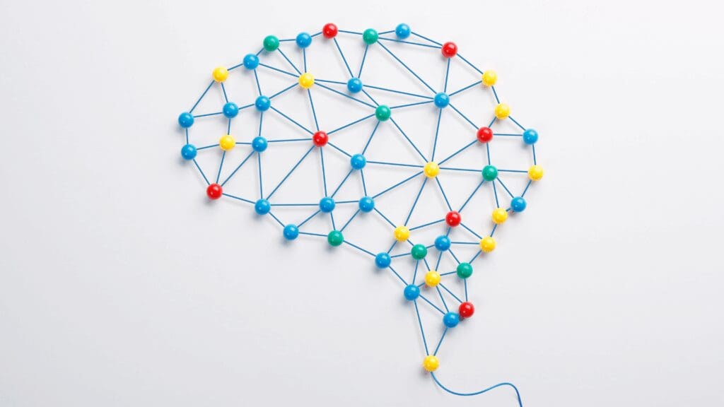 Abstract brain network illustrating the dopamine optimization timeline process.