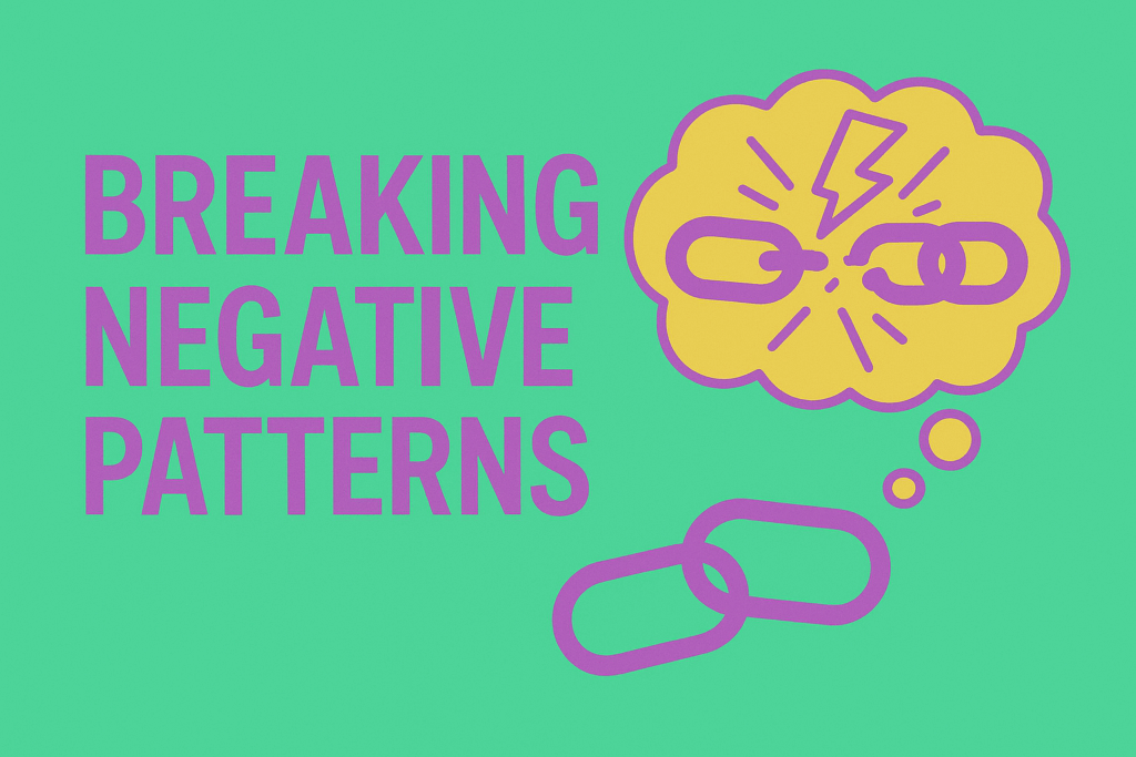 Yellow brain with broken chain icon representing breaking negative patterns through neuroplasticity in relationships.