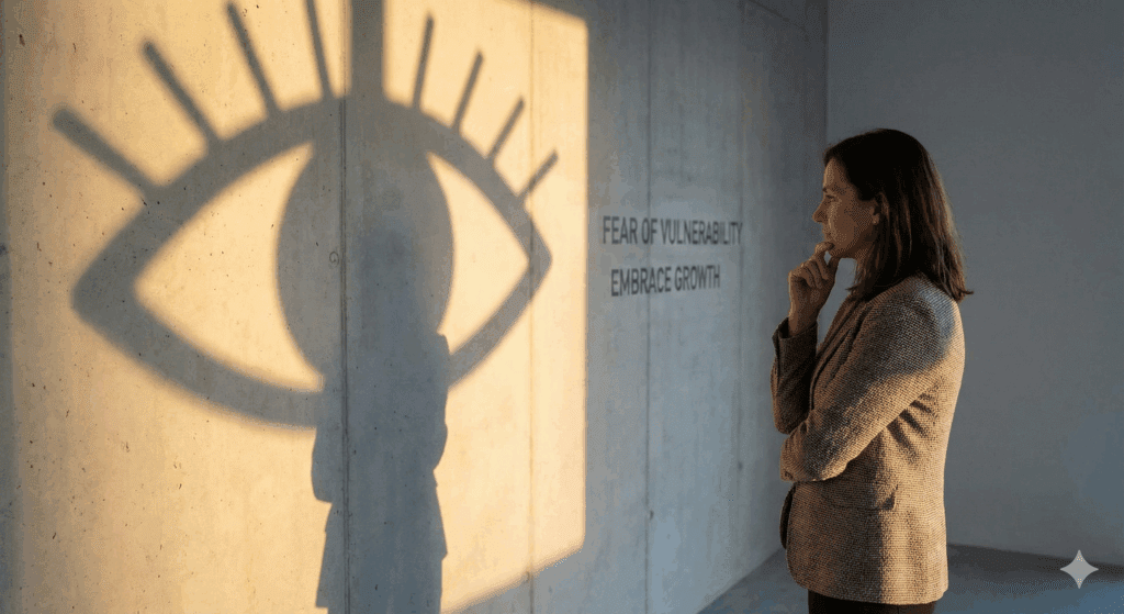 Woman facing shadow of vulnerability symbolizing amygdala threat response and neuroscience of behavior change resistance to seeking help and growth



Fear of vulnerability blocks the neuroscience of behavior change in most people. Learn how the amygdala interprets help seeking as threat and how reframing vulnerability as courage enables sustainable personal growth.