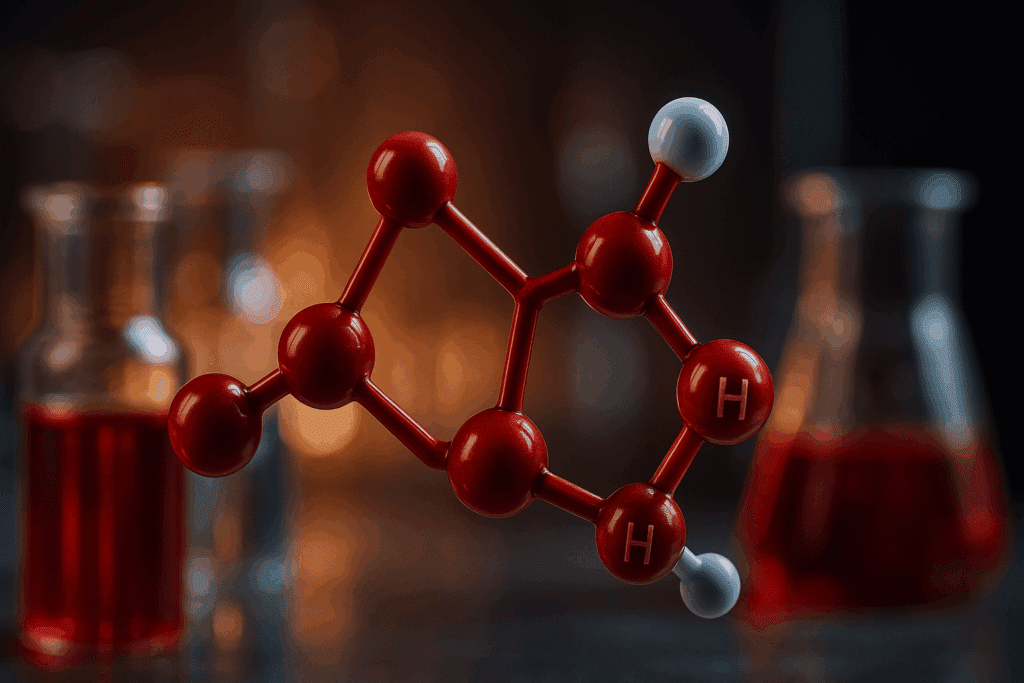 Dopamine molecule structure in laboratory setting illustrating neurochemistry of monogamous brain and unfaithful brain neuroscience bonding.

