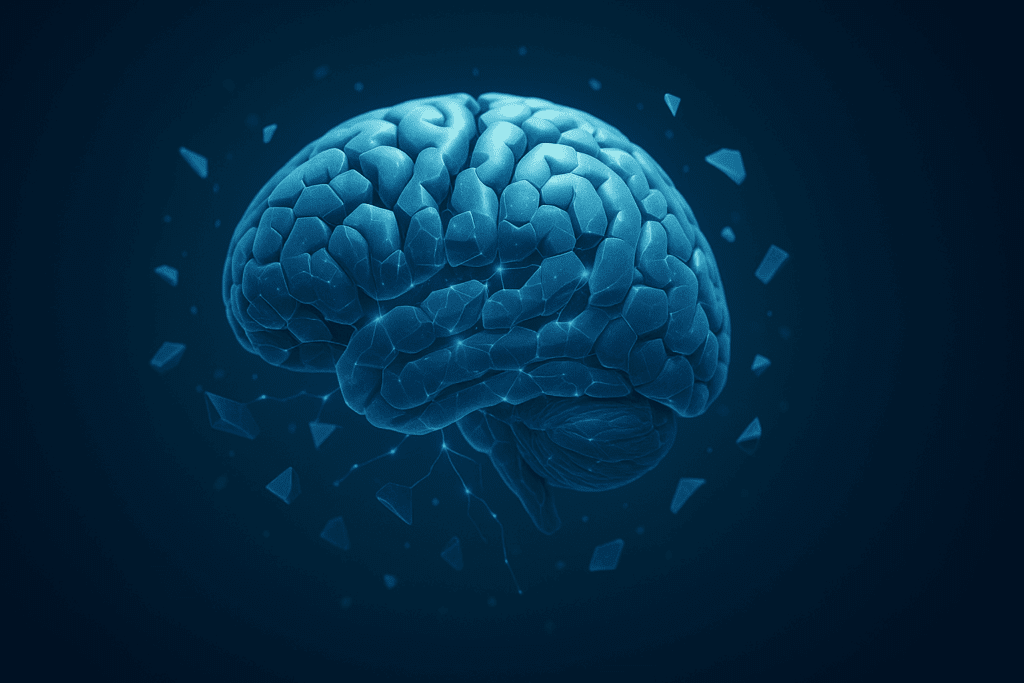 Three-dimensional brain visualization with neural pathways and light connections showing ADHD neuroscience and brain chemistry.