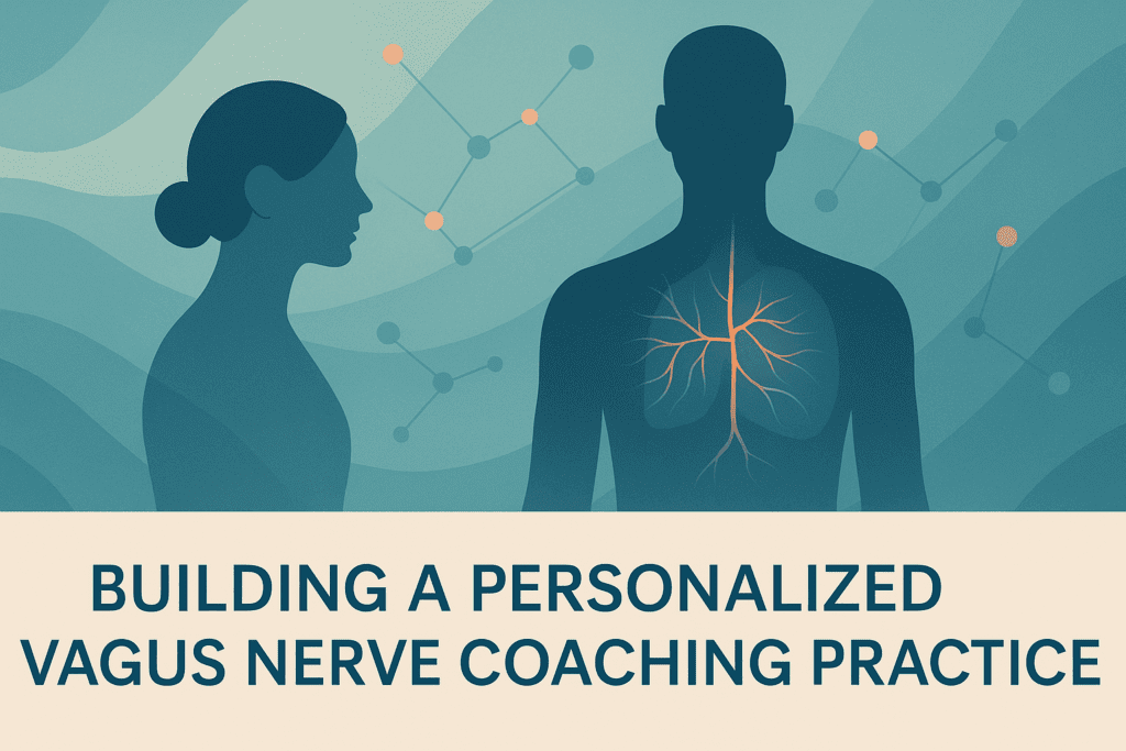 Two people silhouettes showing how personalized vagus nerve coaching practices are customized to individual nervous system patterns for optimal stress relief.
