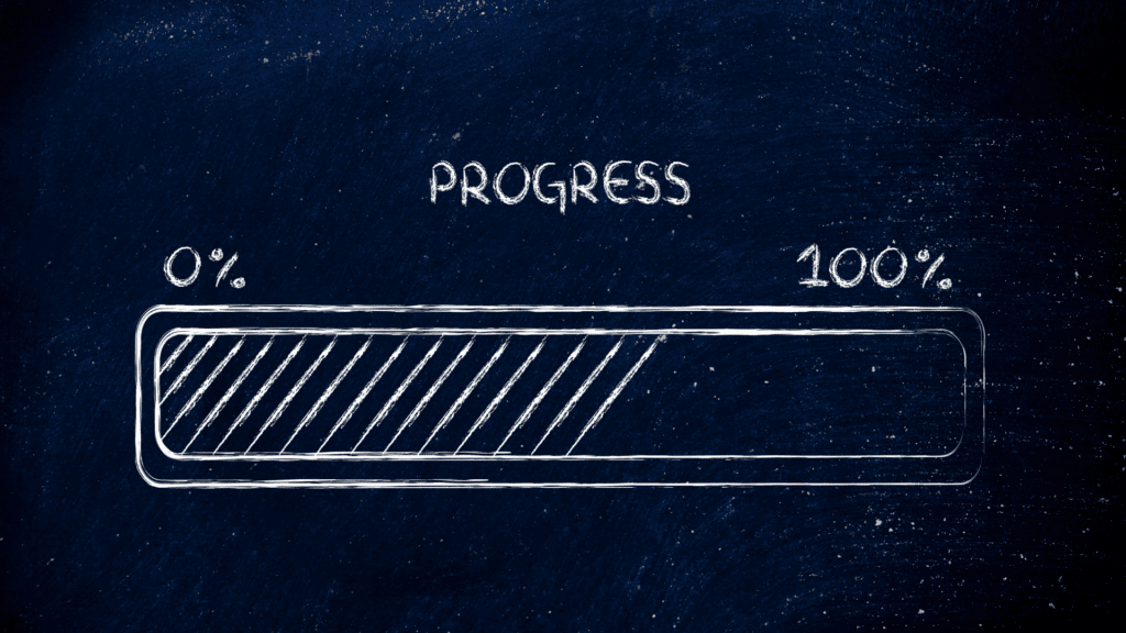 Progress bar at 100%, symbolizing successful dopamine detox completion through consistent, neuroscience-based approaches to brain reset.

