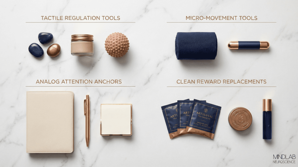 The 30-day analog reset produces quantifiable focus restoration results including reduced recovery time after interruptions, faster sleep onset, and decreased irritability from reversing chronic digital exhaustion patterns.