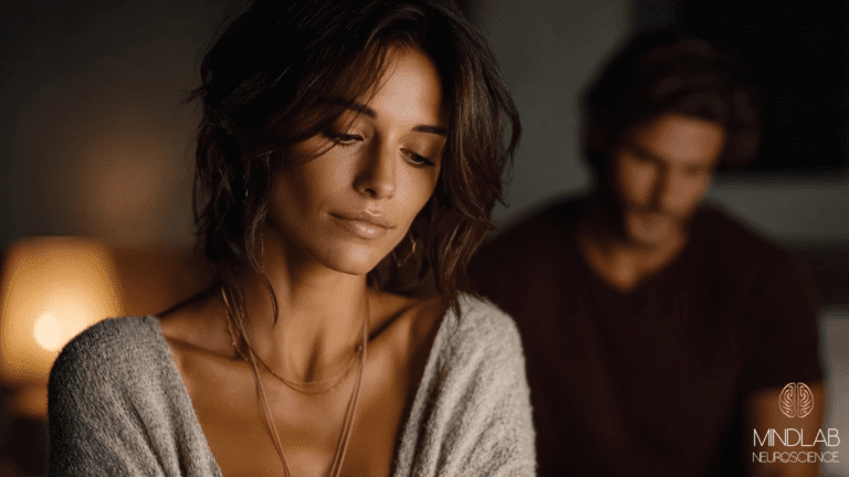 Woman experiencing emotional distance in relationship, representing emotionally unavailable partner dynamics and communication barriers.