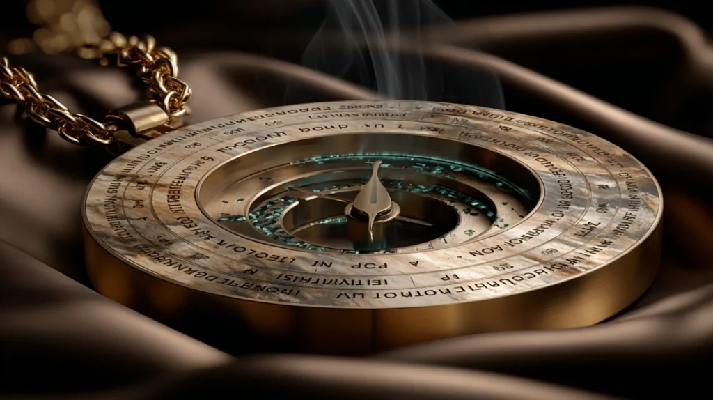 Artistic stone compass with a gold needle and light blue accents representing brain optimization navigation.