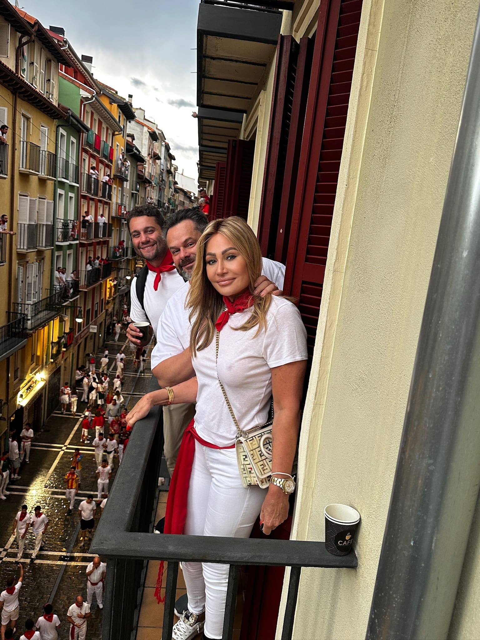 Dr. Sydney Ceruto watching Running of the Bulls in Pamplona Spain showing adventurous spirit