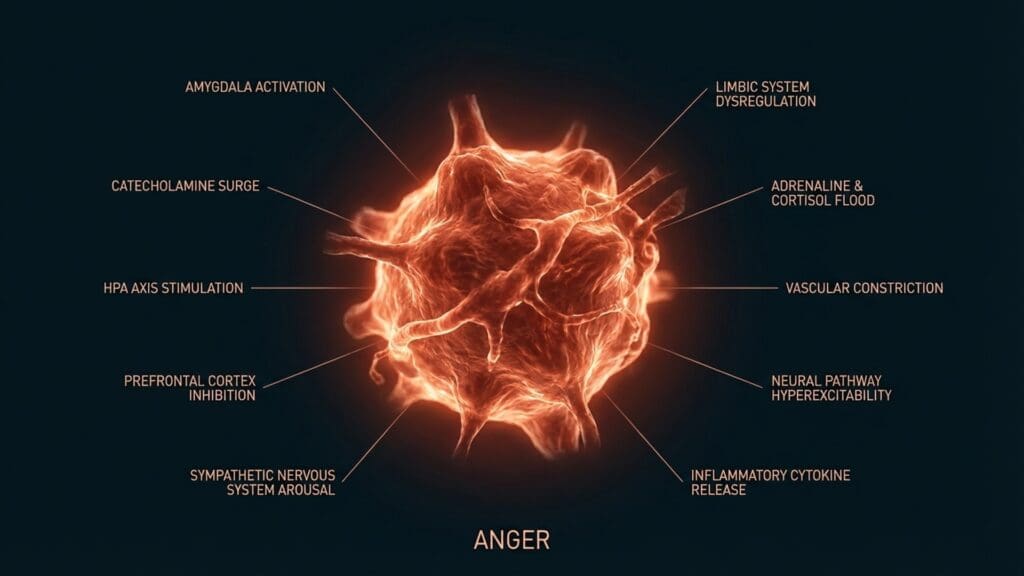 Medical visualization of amygdala activation during the biological response of Anger.