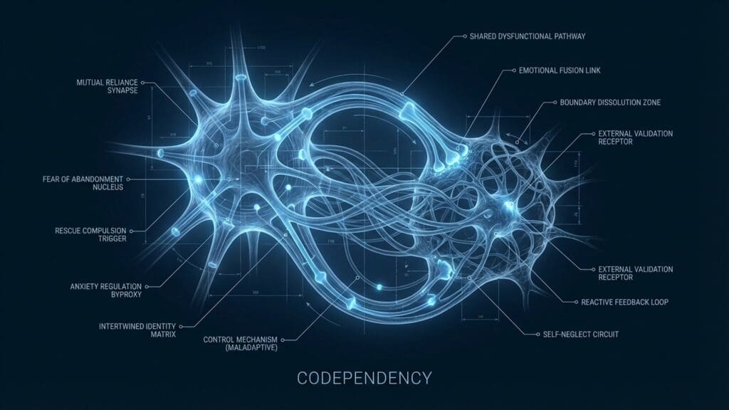 Diagram of Codependency visualizing neural pathways and externalized reward systems.