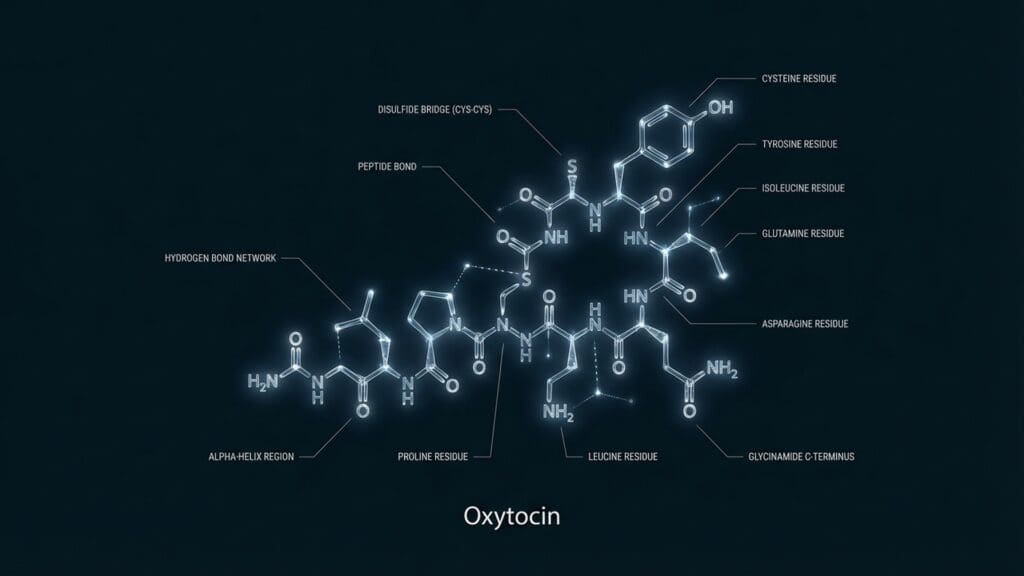 Diagram of Oxytocin release in the hypothalamus and pituitary gland.