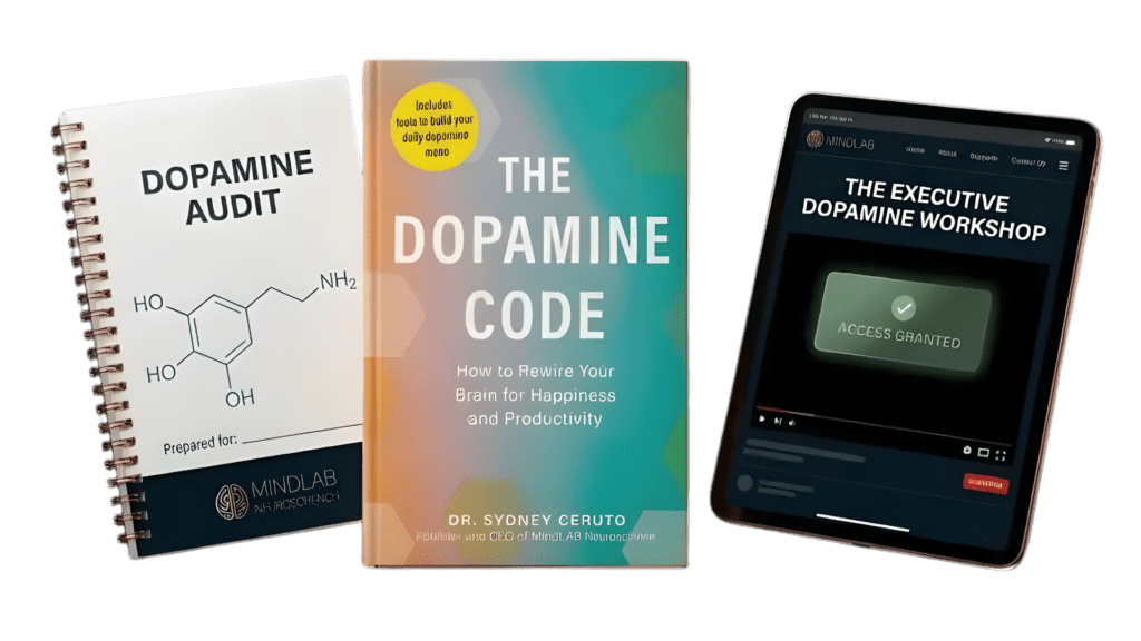 Mockup of the Dopamine Code digital workshop and Dopamine Audit included with pre-order.