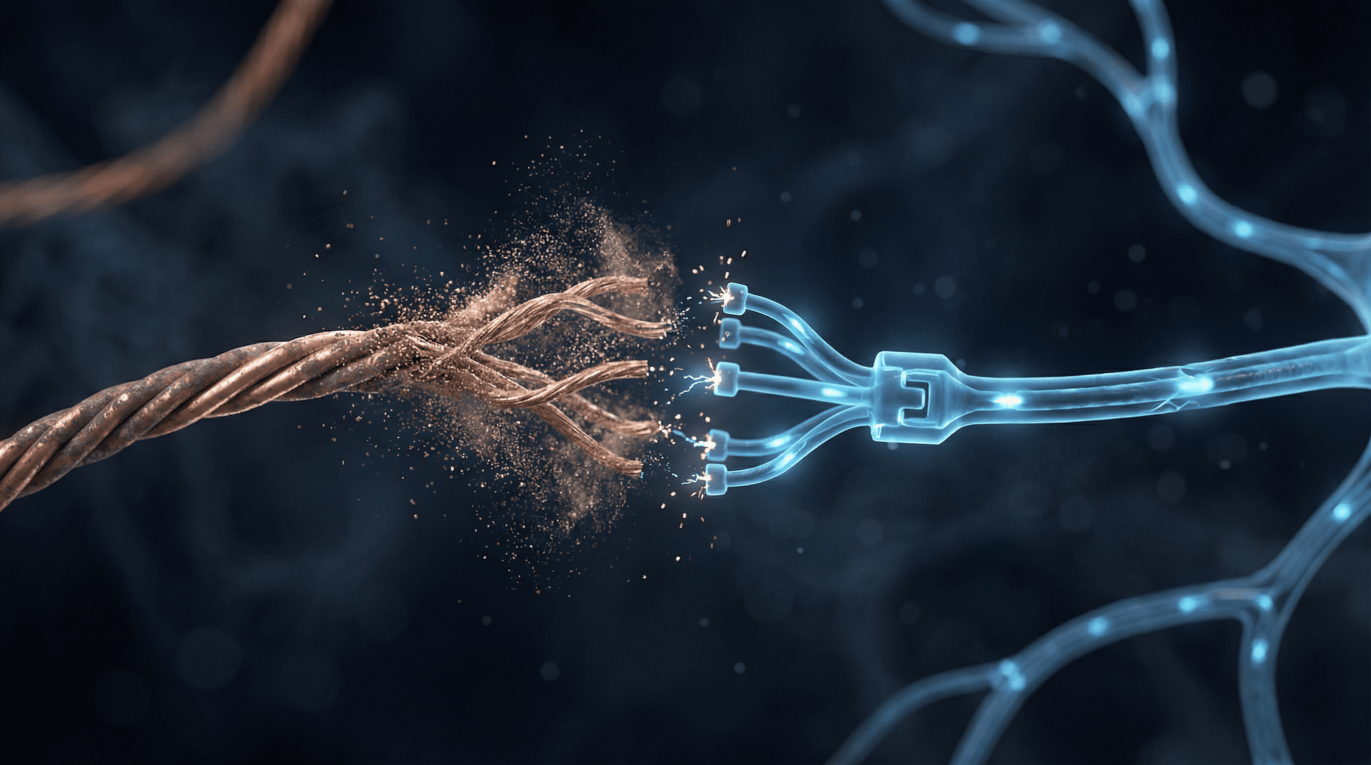 Life coaching and personal development — neural pathway restructuring with copper fragments dissolving as new connections form