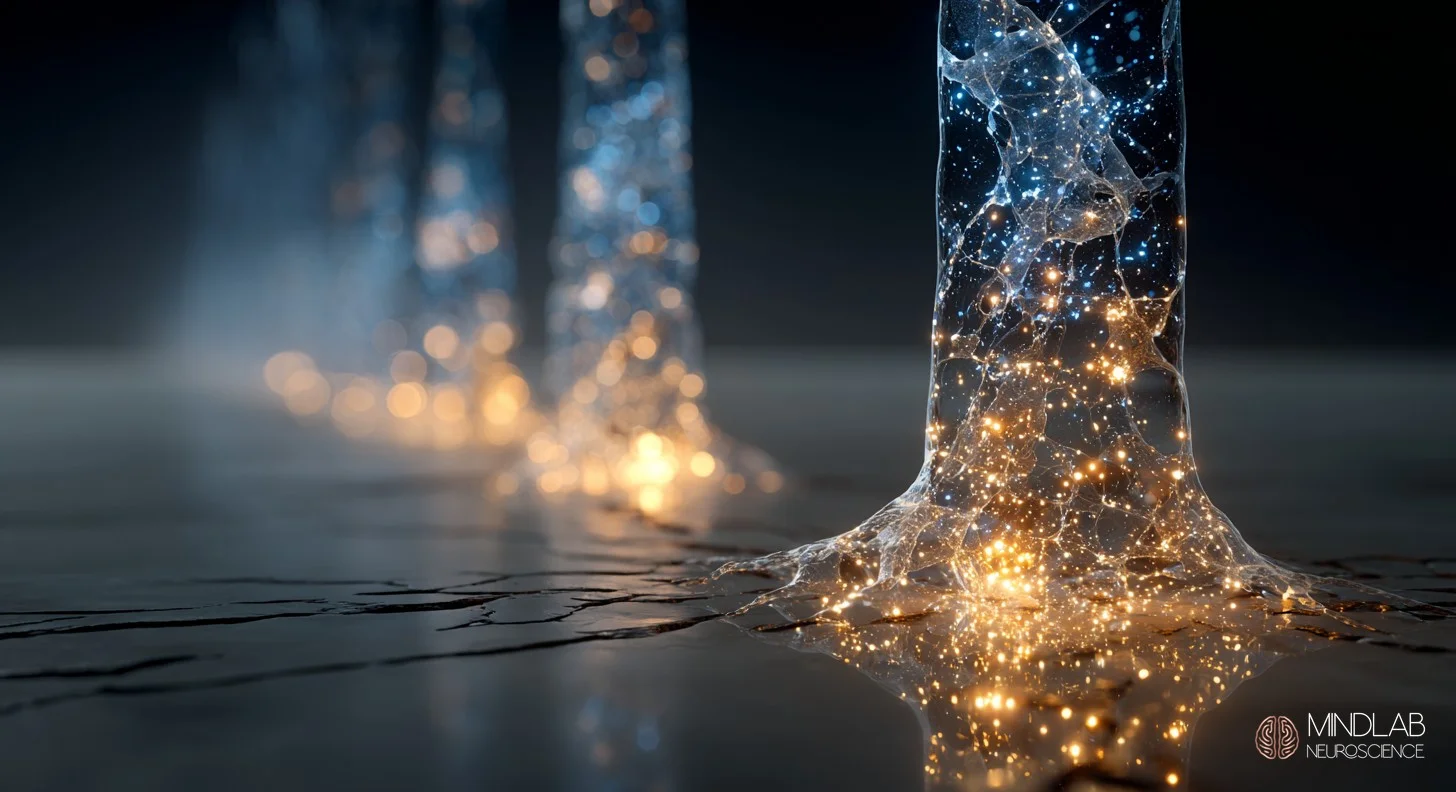 Three neurons showing progressive reward dimming from excitement to habituation in stagnation. MindLab Neuroscience.