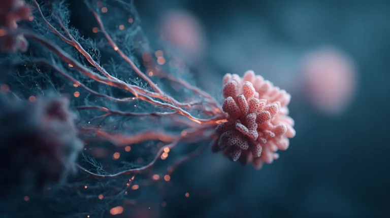 A copper growth signal sparking new branching over deep navy, BDNF as the brain's controllable growth signal