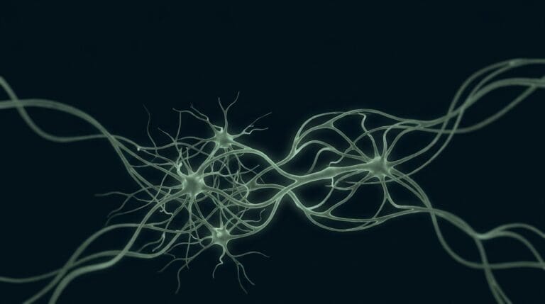 Cognitive flexibility and thought patterns, rendered as pathways re-routing between configurations in sage on navy.