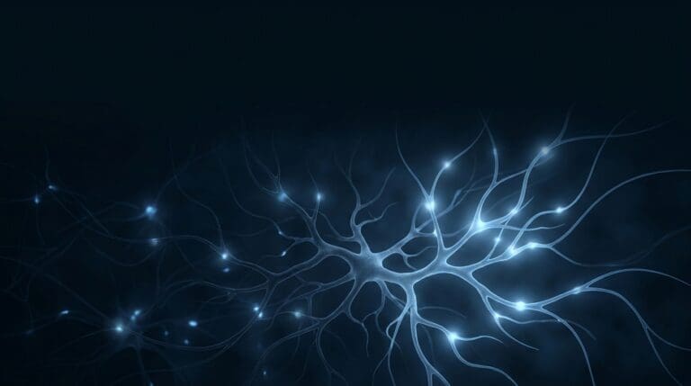 Depression and motivational drive, rendered as a dim drive-network re-lighting back to life in soft blue on navy.