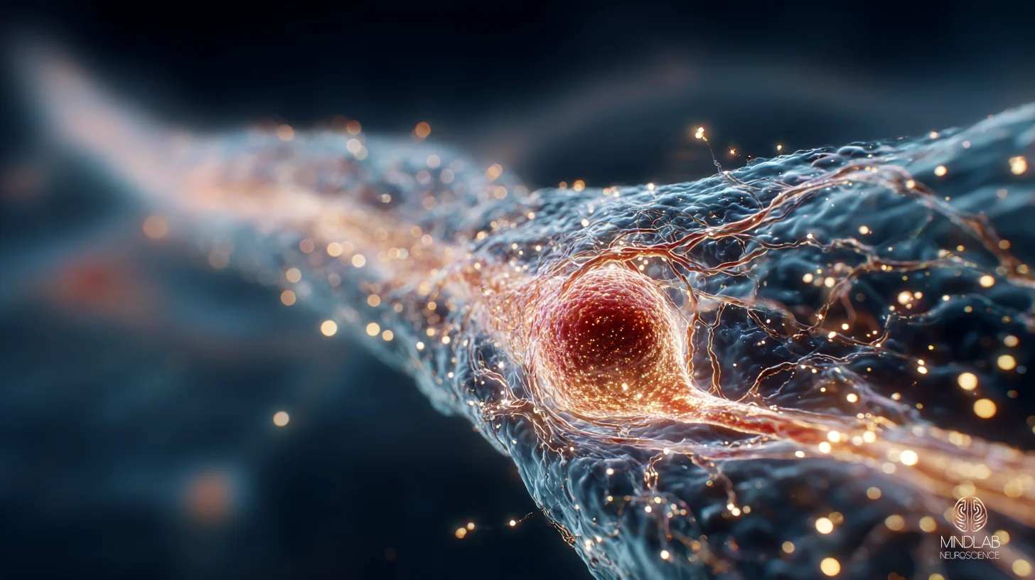 Atmospheric scientific rendering of cerebrospinal fluid moving through paravascular space during deep sleep – Dr. Sydney Ceruto, MindLAB Neuroscience.