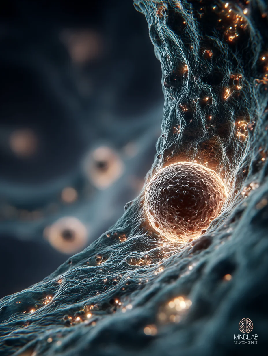 Intimate close-up of astrocytic endfeet and aquaporin-4 channels at the perivascular interface – Dr. Sydney Ceruto, MindLAB Neuroscience.