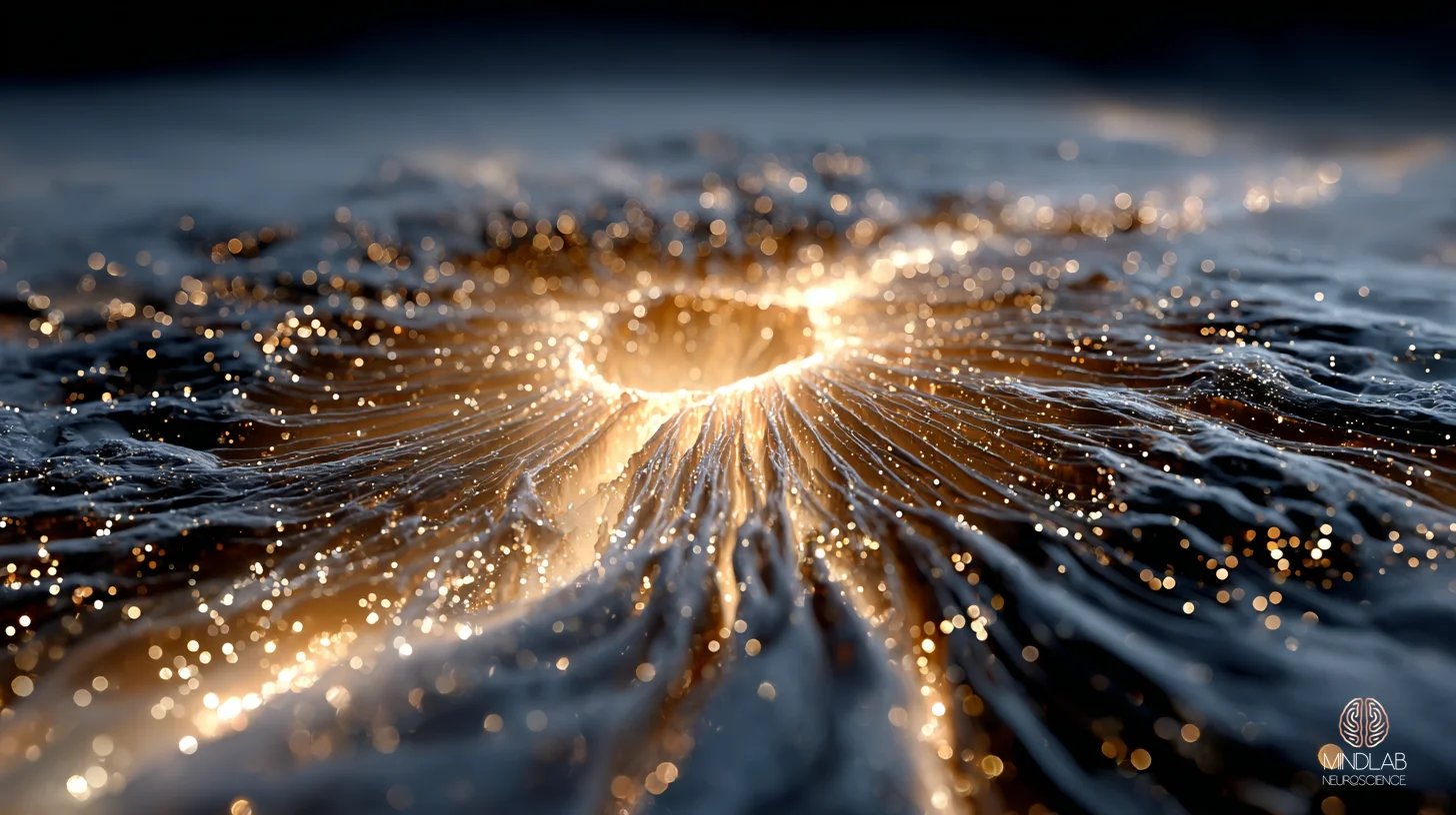 Hippocampal-cortical network coupling visualised as luminous filaments converging on the medial temporal lobe – Dr. Sydney Ceruto, MindLAB Neuroscience.