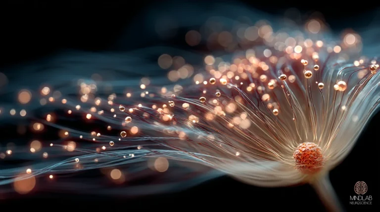 Copper neural pathways over navy depicting the locus coeruleus norepinephrine system tuning sustained attention.