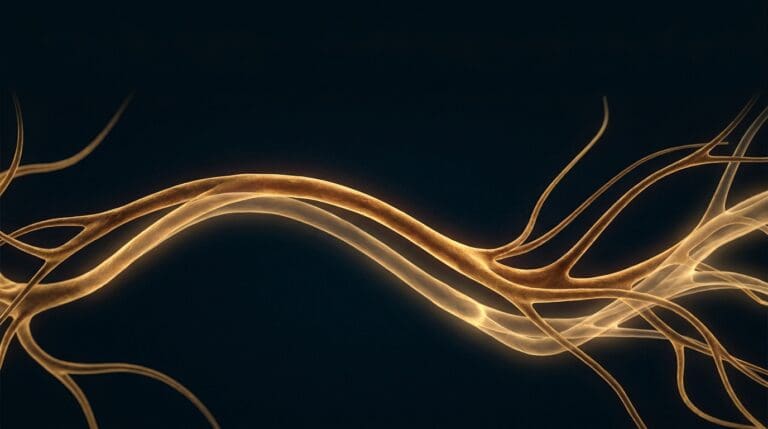 Mental rehearsal and visualization, rendered as a bright primed route shadowed by a ghost echo in burnished gold on navy.