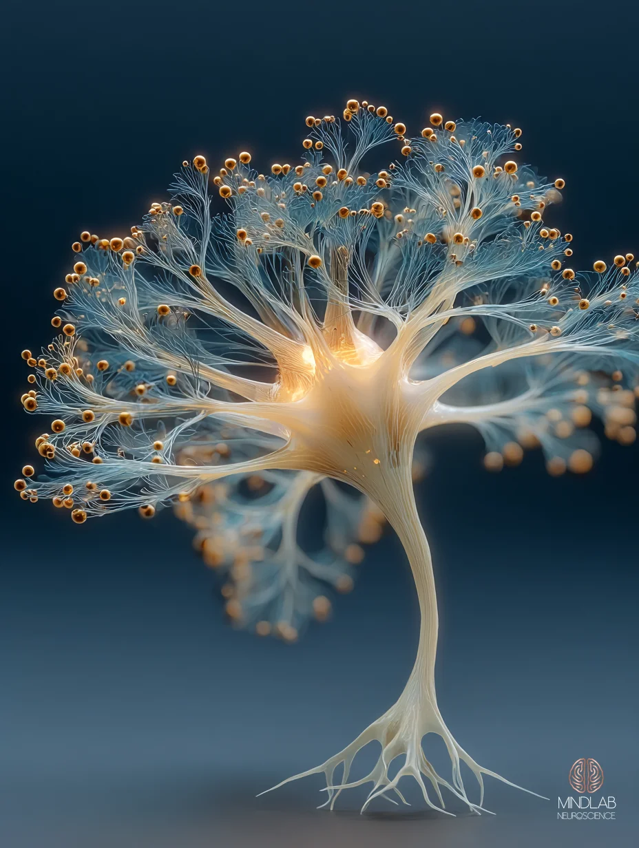 Intimate microscopy of an inferior parietal lobule neuron with copper-filament dendrites – Dr. Sydney Ceruto, MindLAB Neuroscience.