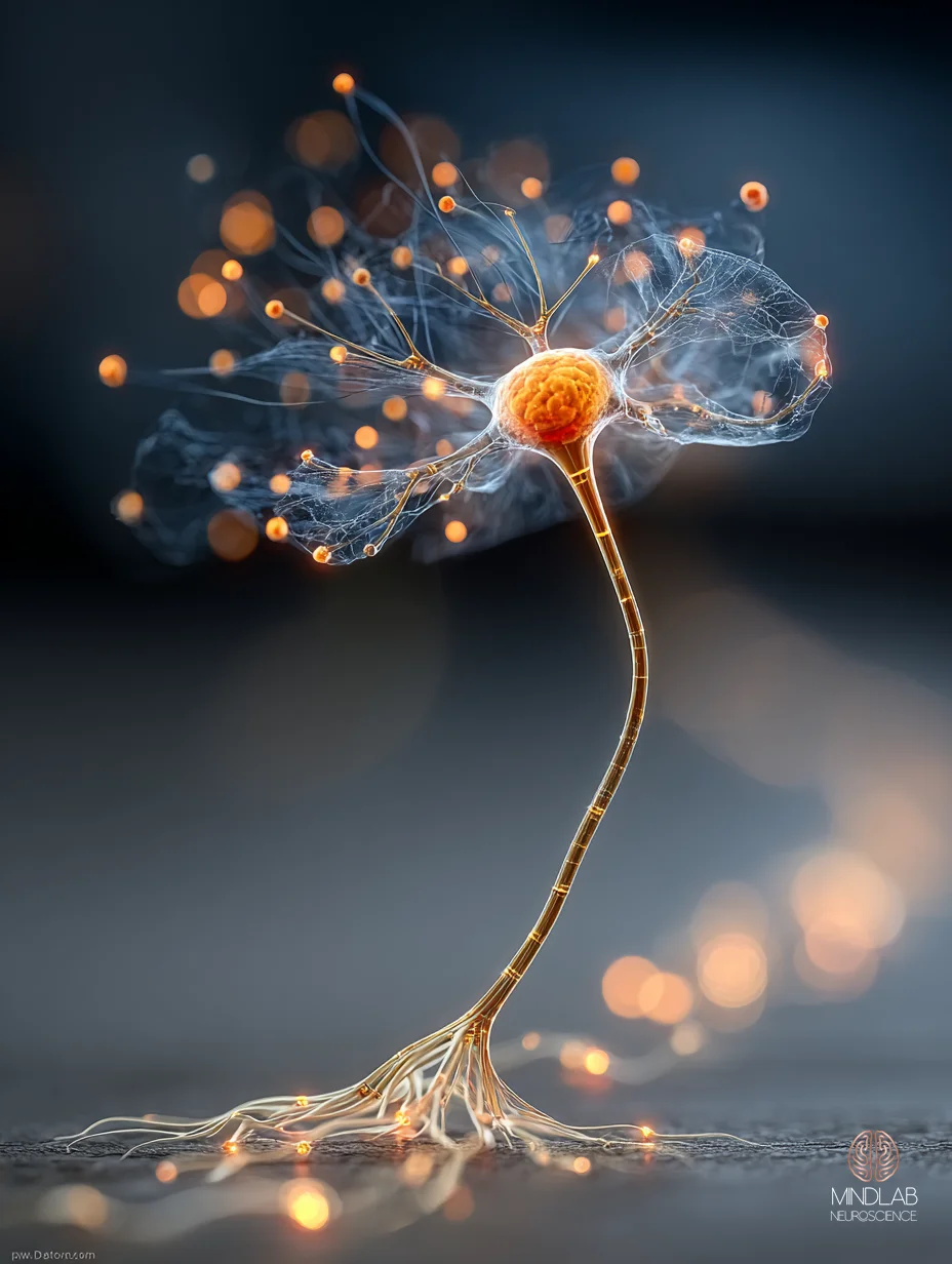 Macro neural close-up of the action-observation network firing during combined observation and motor imagery, luminous copper detail on a deep navy field. By Dr. Sydney Ceruto, MindLAB Neuroscience.