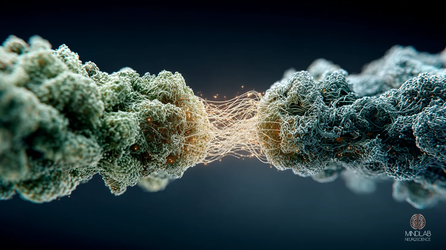 Atmospheric scientific rendering of the amygdala-hippocampal circuit in REM theta coupling – Dr. Sydney Ceruto, MindLAB Neuroscience.