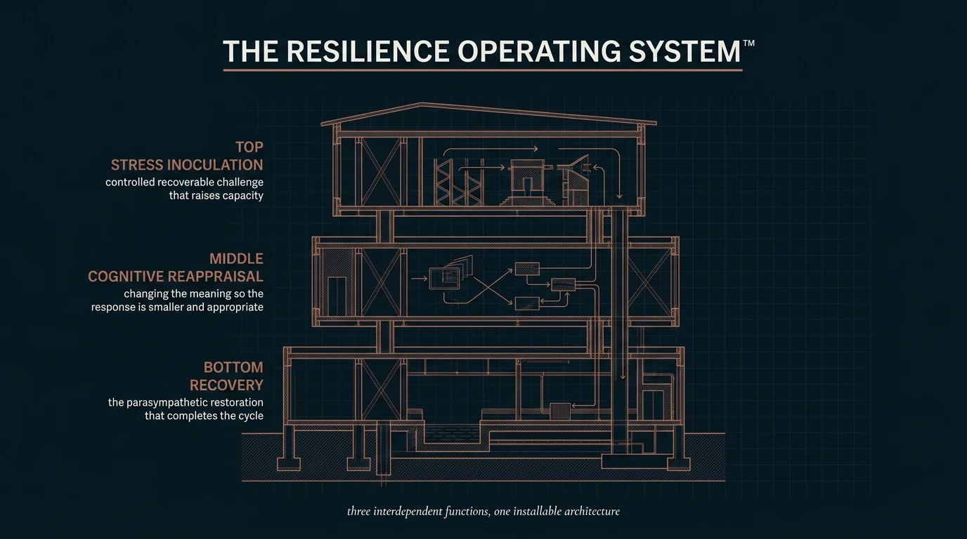 Resilience Operating System framework: stress inoculation, cognitive reappraisal and recovery built as one installable architecture