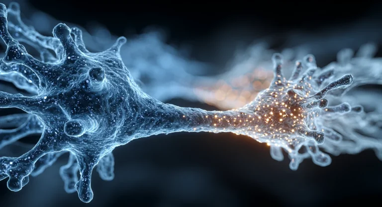 A copper neural pathway loosening as a new blue pathway re-routes the signal, the brain unlearning and relearning.